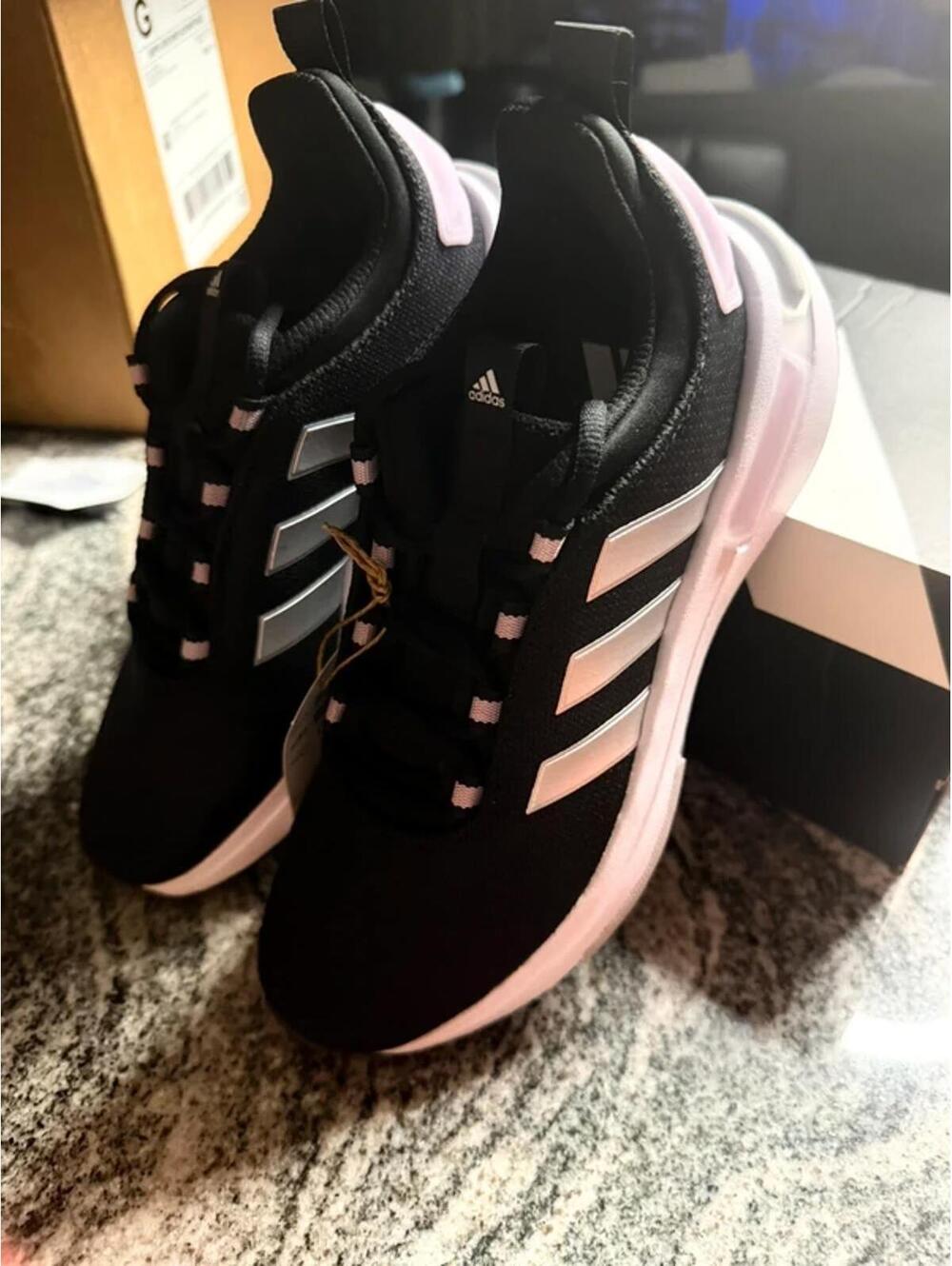 Adidas Racer TR23 Black Pink Women’s Sneakers Size 7 Cloudfoam Running Shoes NWT